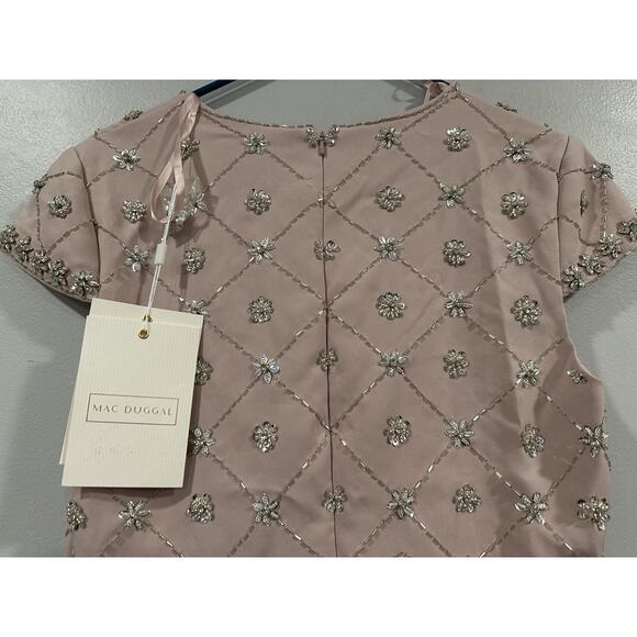 Mac Duggal 2234 Pink Hand Embellished High Neck Midi Dress Sz 8 NEW - Picture 6 of 7